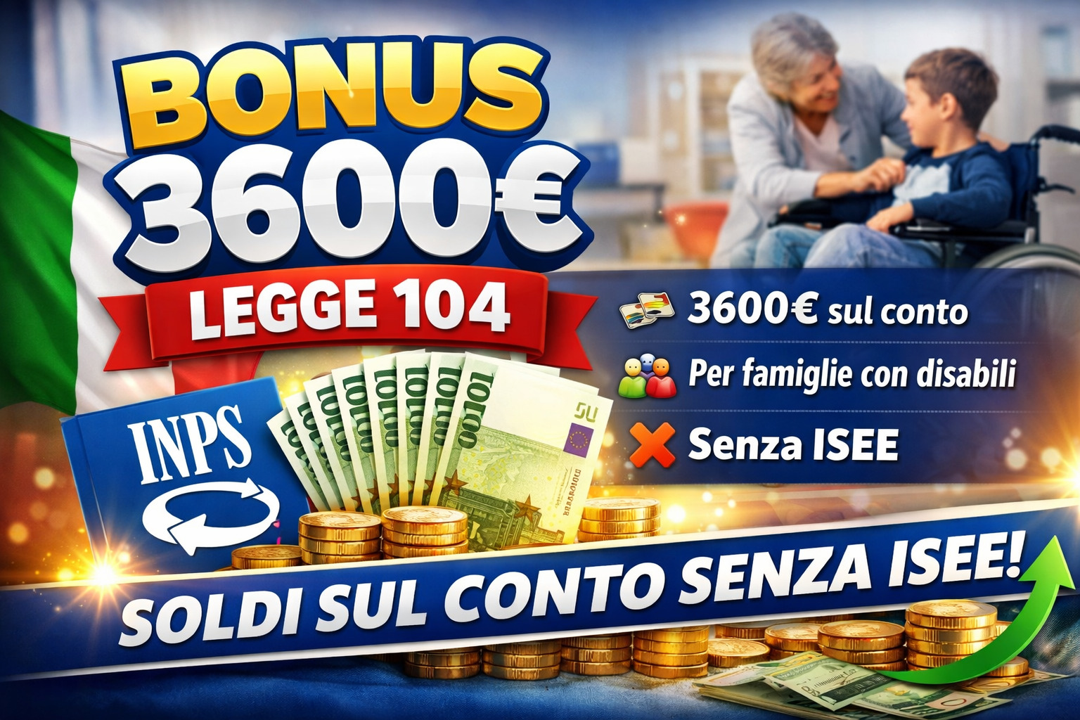 Bonus 3600 euro legge 104 senza isee