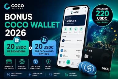 Bonus Coco Wallet 2026: 20 USDC gratis + invita amigos