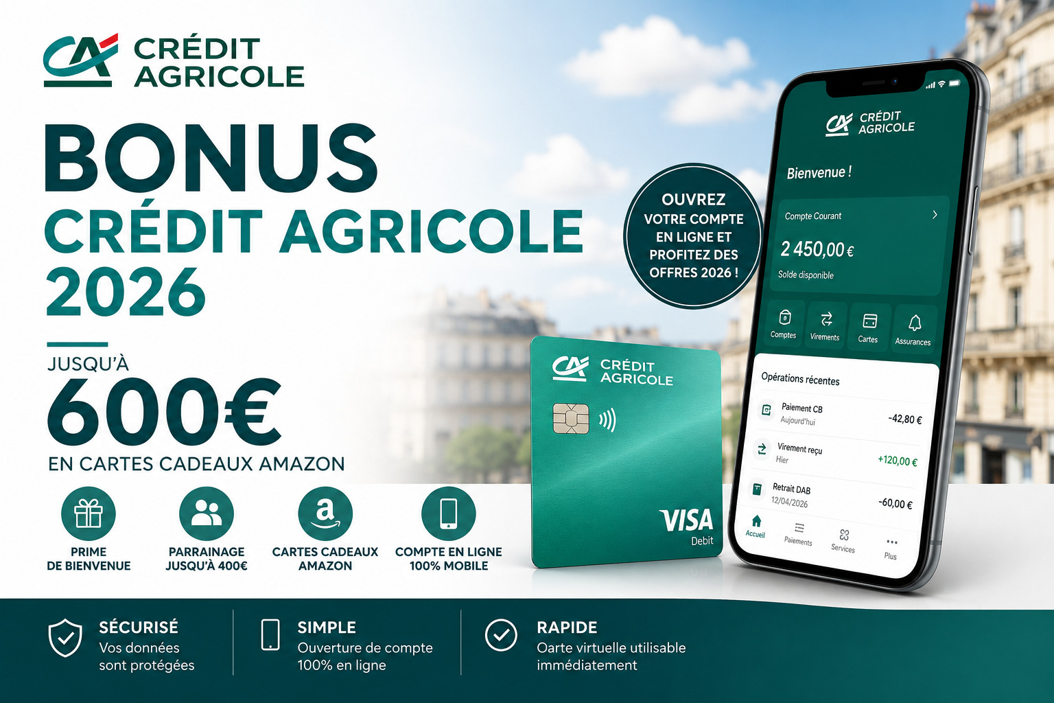 Bonus Crédit Agricole 2026