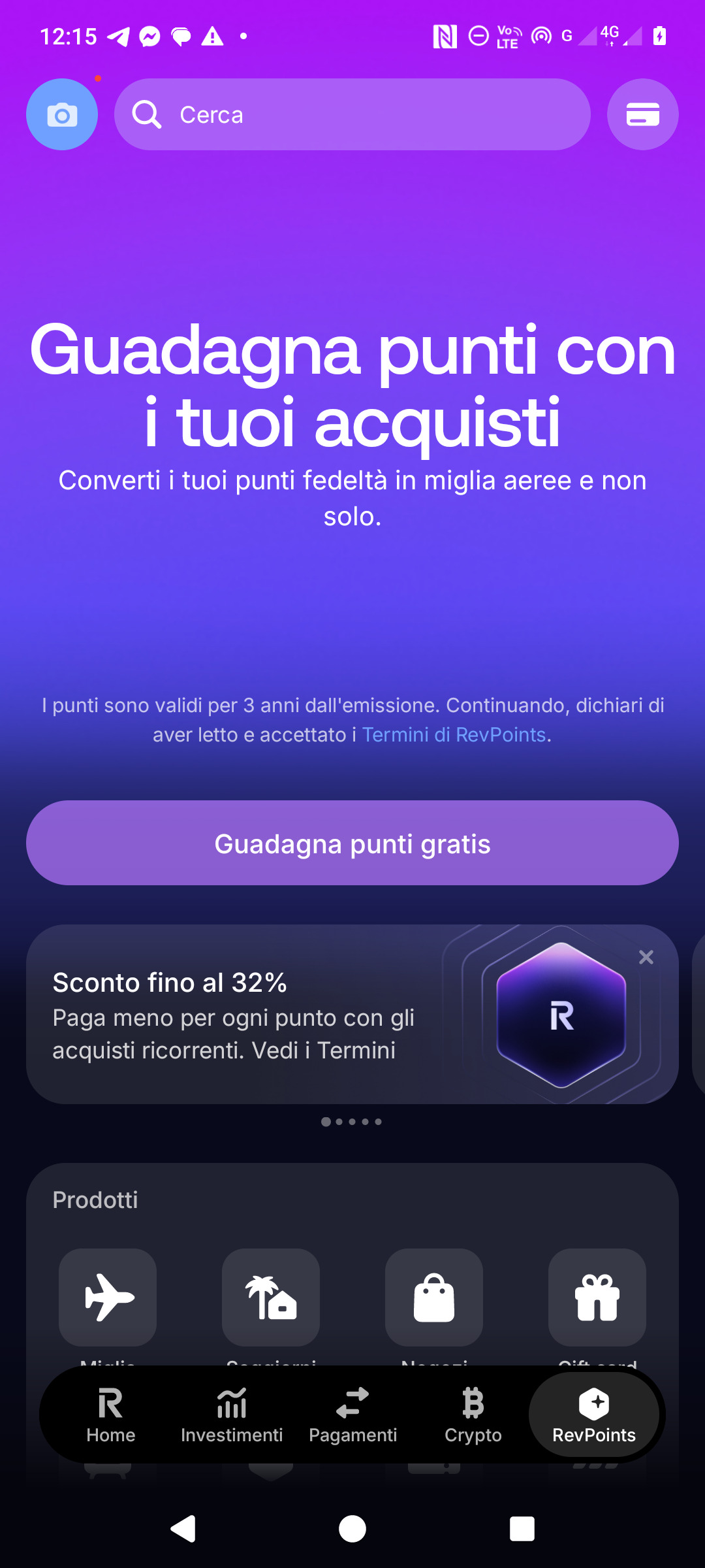 Sistema punti e cashback Revolut