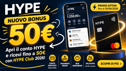 Bonus HYPE 2026: fino a 50€ con Invita Amici HYPE Club