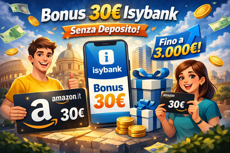 Bonus Isybank 2026: 30€ Amazon gratis senza deposito + fino a 3.000€