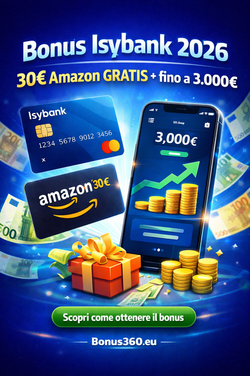 Bonus Isybank 2026: 30€ Amazon gratis + fino a 3.000€ (guida completa)