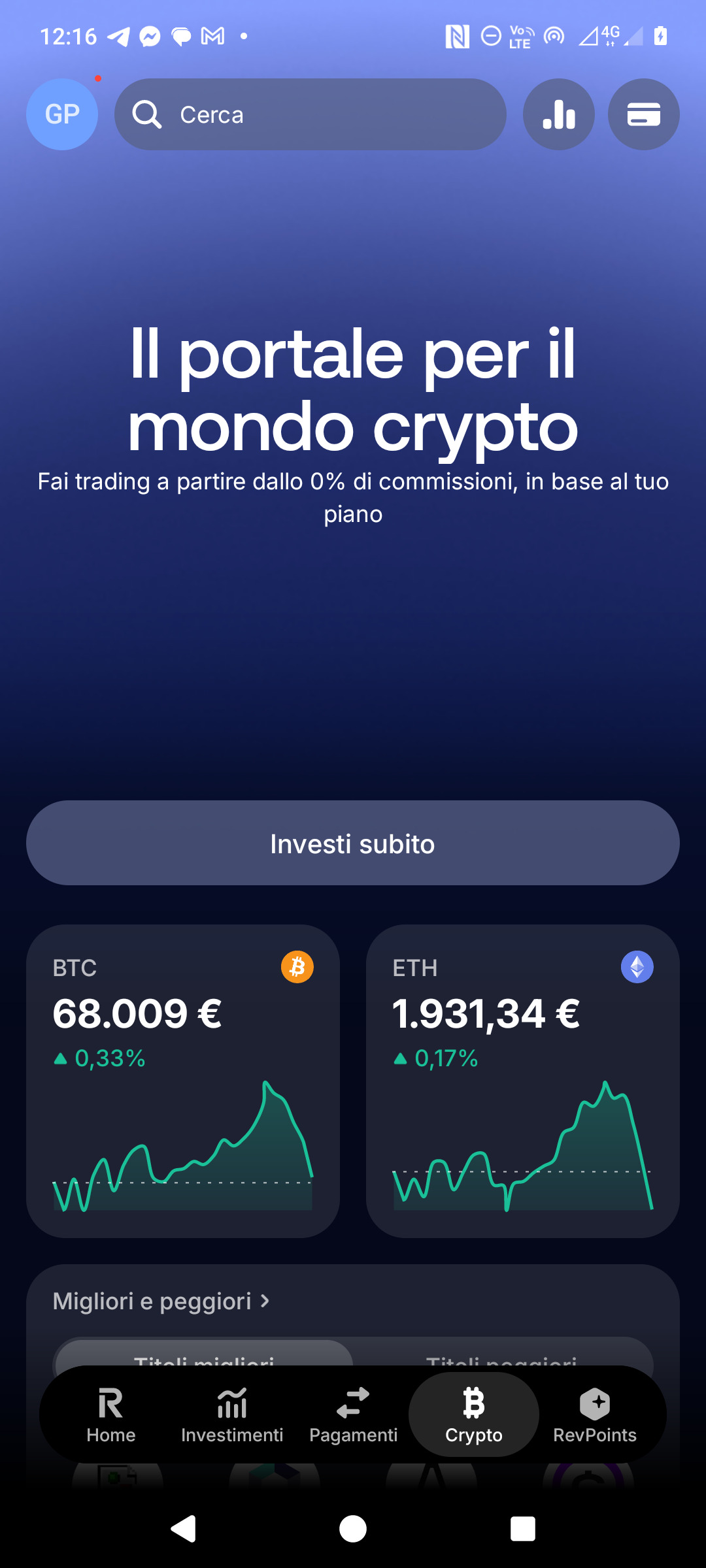 Dashboard crypto Revolut