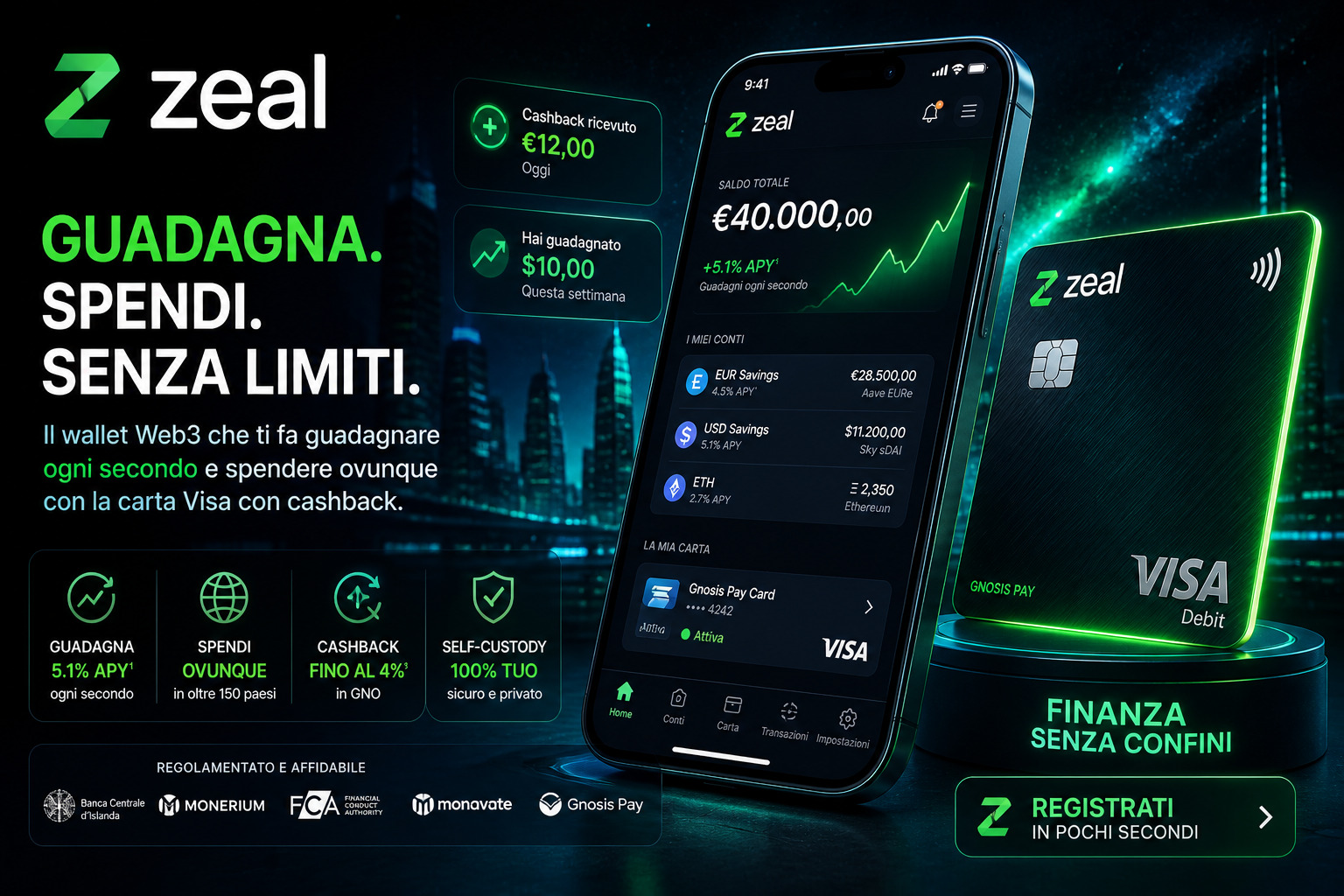 Zeal Wallet cashback crypto e carta Visa
